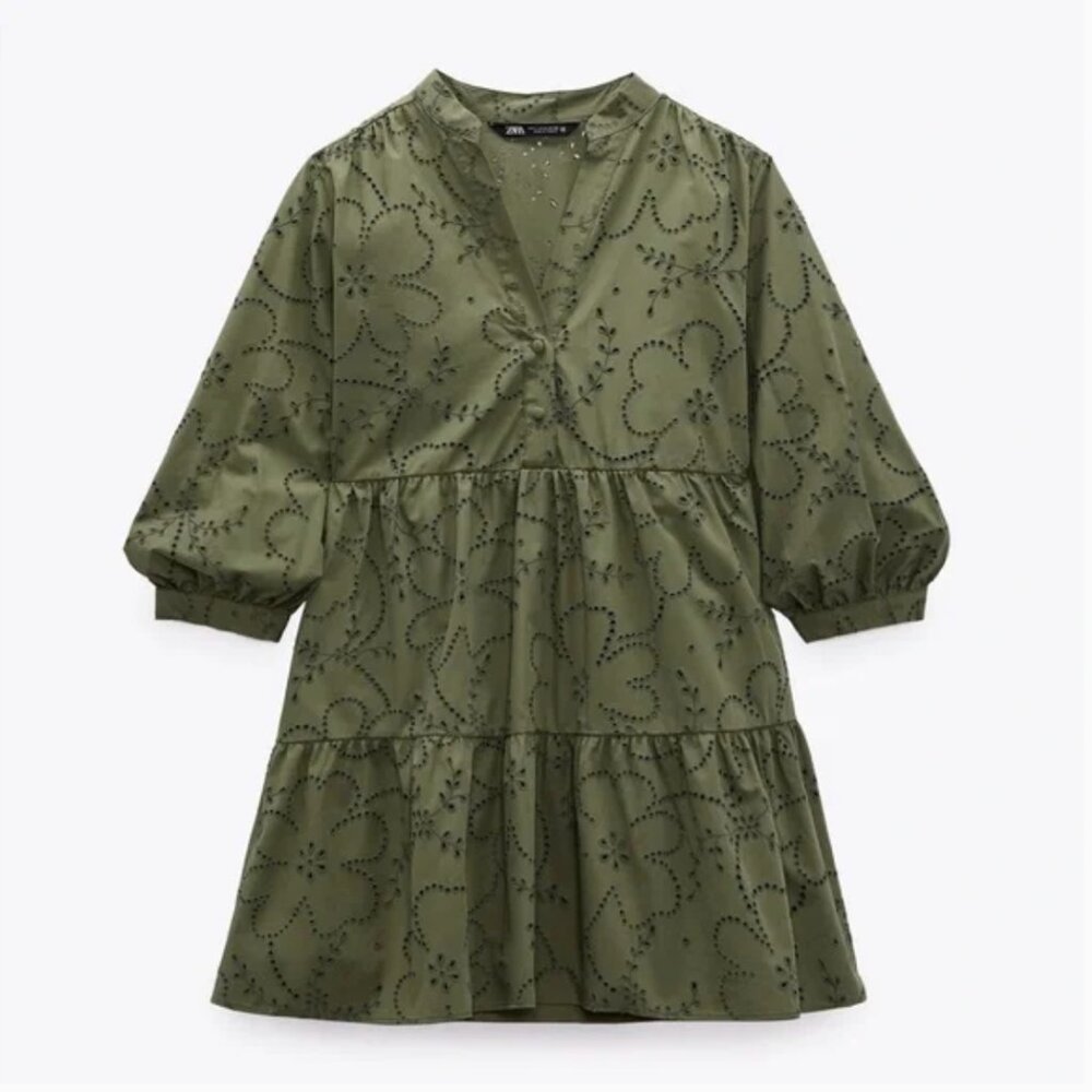 Zara Green Eyelet Dress